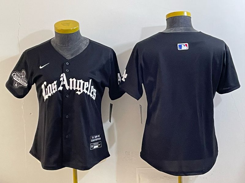 Women 2026 Los Angeles Dodgers Blank Black Game Nike MLB Jersey style 004->women mlb jersey->Women Jersey
